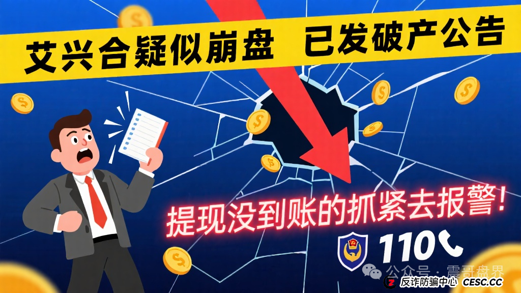 艾兴合疑似崩盘,已发破产公告,提现没到账的抓紧去报警!(1) 艾兴合疑似崩盘,已发破产公告,提现没到账的抓紧去报警!(1)