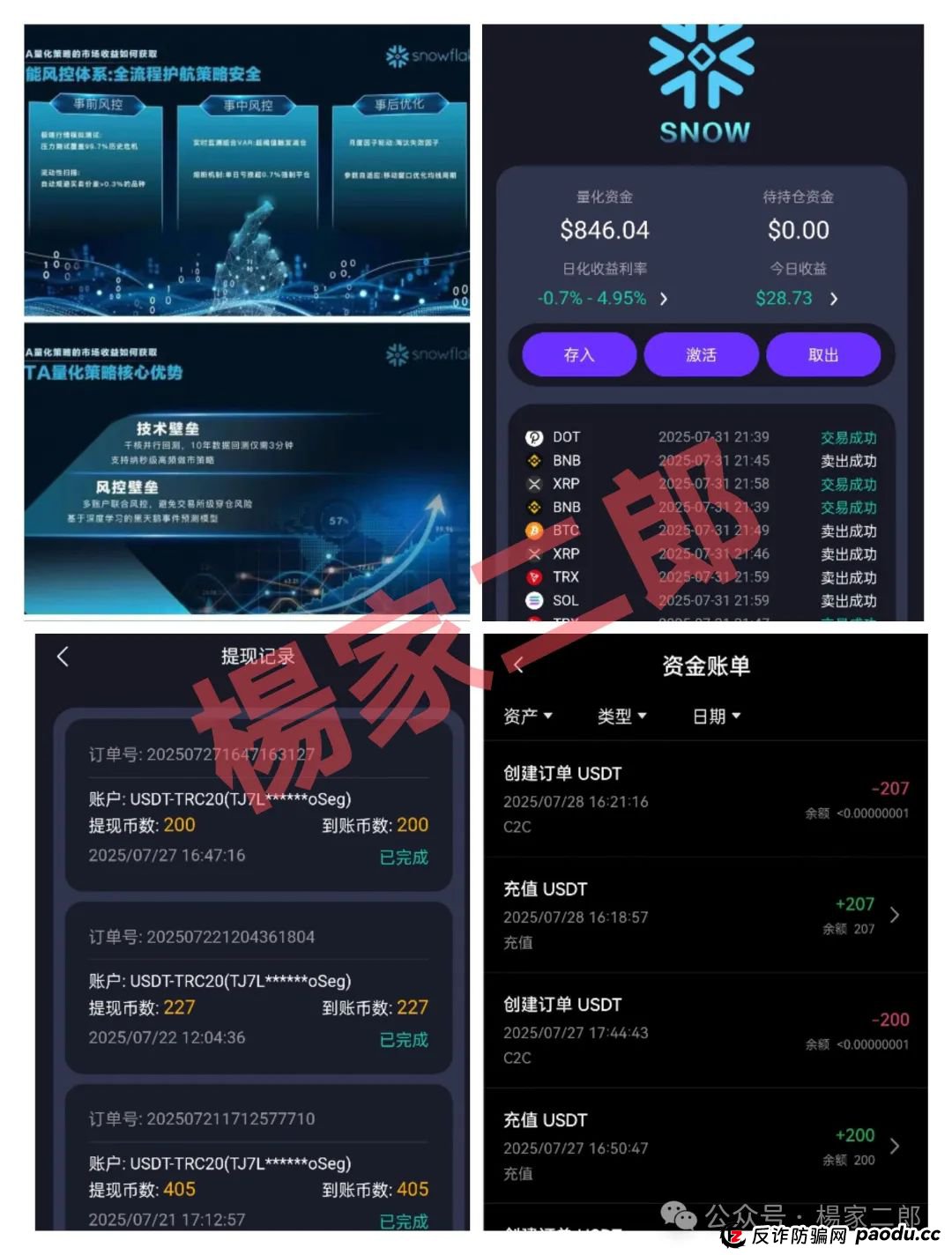 “SNOW量化ai”又一个类似“鑫慷嘉”的跟单类资金盘骗局,正在悄悄疯狂收割!(2) “SNOW量化ai”又一个类似“鑫慷嘉”的跟单类资金盘骗局,正在悄悄疯狂收割!(2)