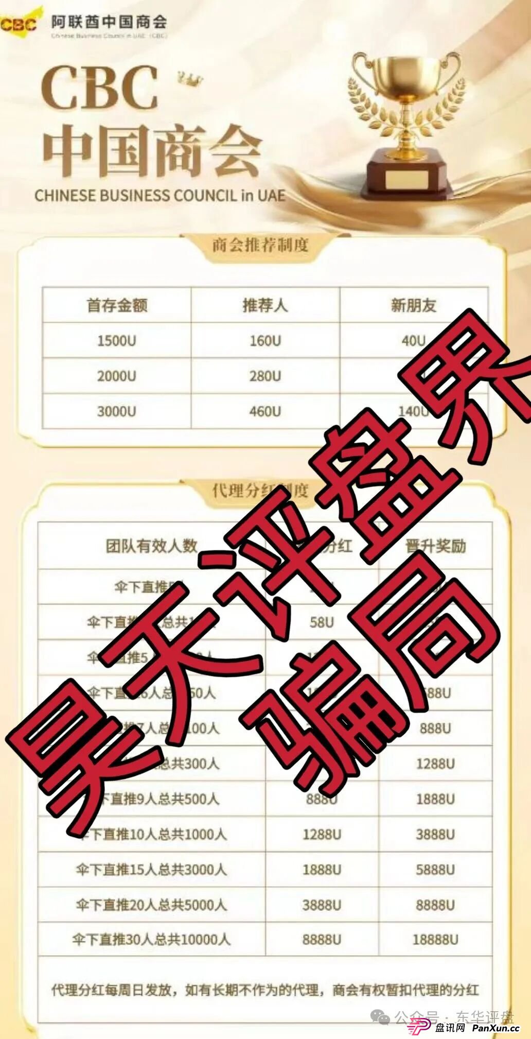 阿联酋中国商会CBC跟单类资金盘骗局,官方出面打假,大量单割会员,高度预警