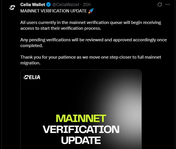 Celia 空投何时上线?Celia 主网验证和 KYC 设置(2) Celia 空投何时上线?Celia 主网验证和 KYC 设置(2)